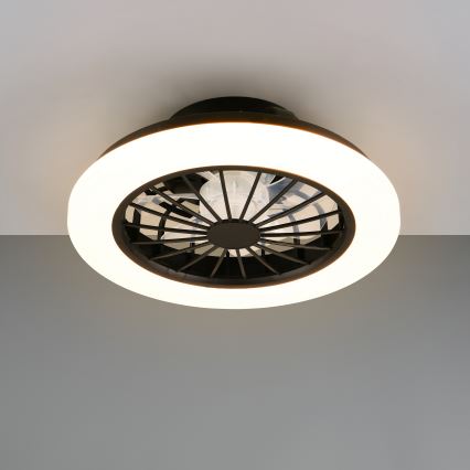 Plafonnier avec ventilateur LED RGBW dimmable GHANA LED/24W/230V 3000-6500K blanc/noir + télécommande