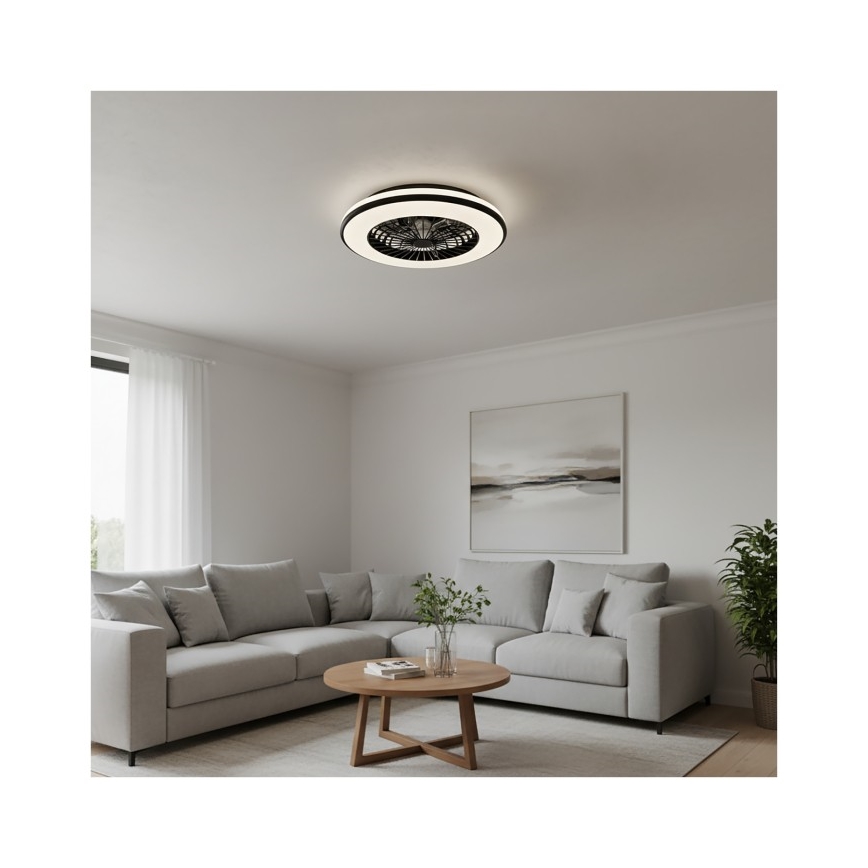 Plafonnier LED dimmable avec ventilateur VENTELUX LED/48W/230V 3000/4000/6500K Ø 48,5 cm noir + télécommande