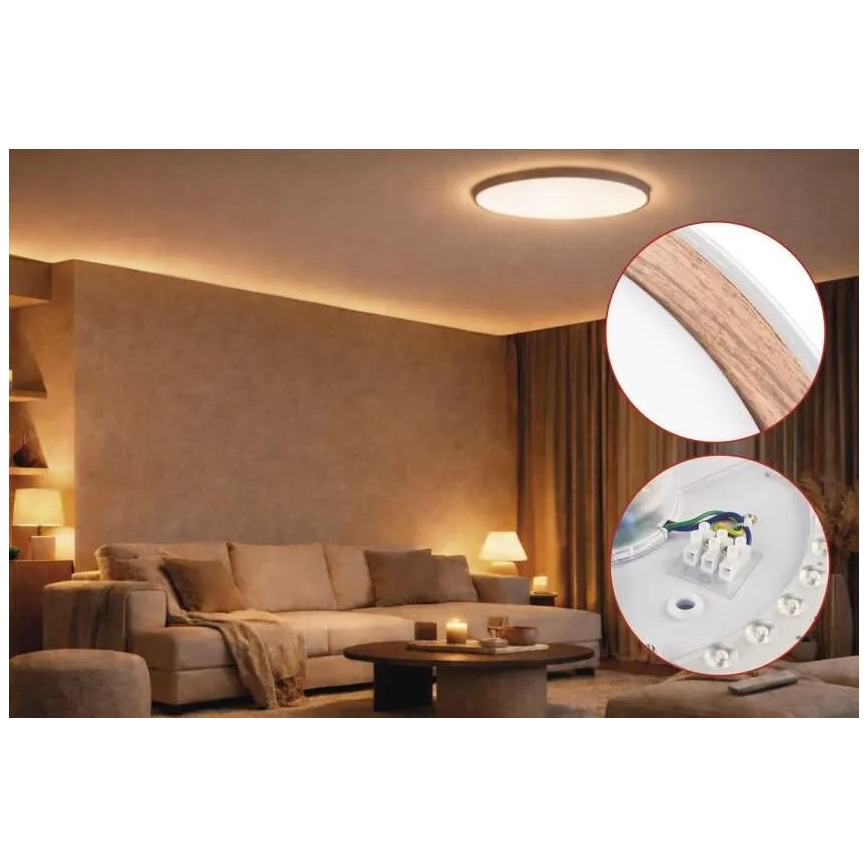 Plafonnier LED dimmable ILVI 30W 230V 2700-6500K Ø 40 cm blanc/beige + télécommande