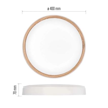Plafonnier LED dimmable ILVI 30W 230V 2700-6500K Ø 40 cm blanc/beige + télécommande