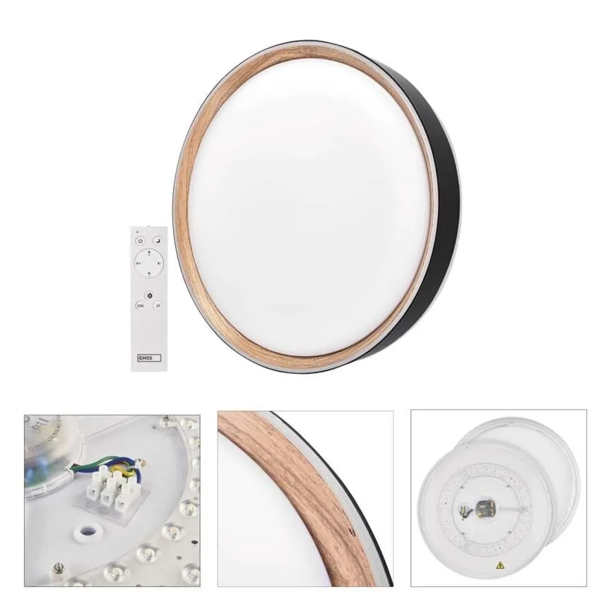 Plafonnier LED dimmable ILVI LED/30W/230V 2700-6500K Ø 40 cm noir/beige + télécommande