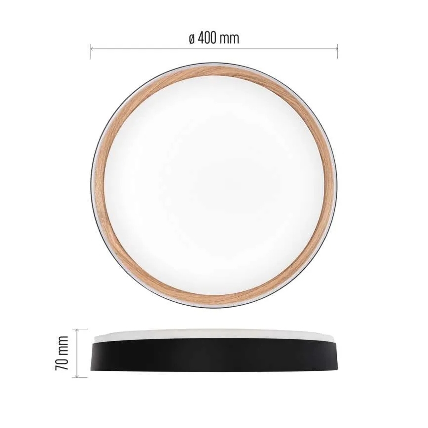 Plafonnier LED dimmable ILVI LED/30W/230V 2700-6500K Ø 40 cm noir/beige + télécommande