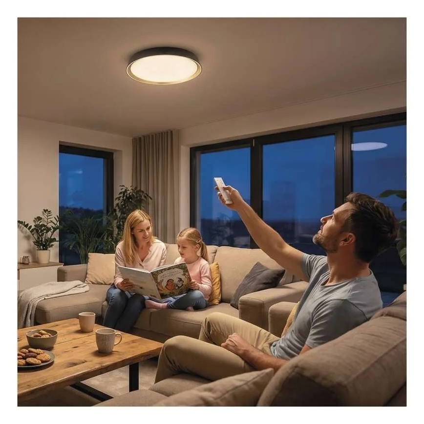 Plafonnier LED dimmable ILVI LED/30W/230V 2700-6500K Ø 40 cm noir/laiton + télécommande