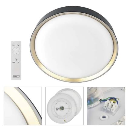 Plafonnier LED dimmable ILVI LED/30W/230V 2700-6500K Ø 40 cm noir/laiton + télécommande