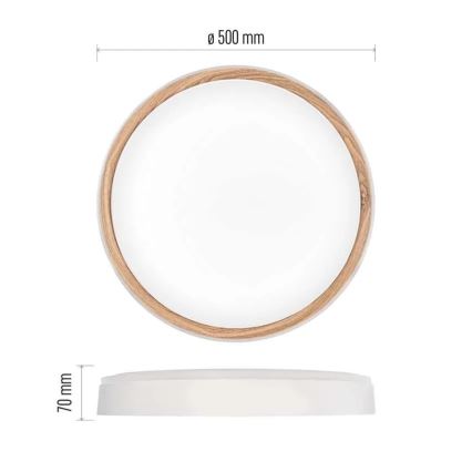 Plafonnier LED dimmable ILVI LED/45W/230V 2700–6500K Ø 50 cm blanc/beige + télécommande