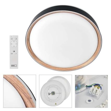 Plafonnier LED dimmable ILVI LED/45W/230V 2700-6500K Ø 50 cm noir/beige + télécommande