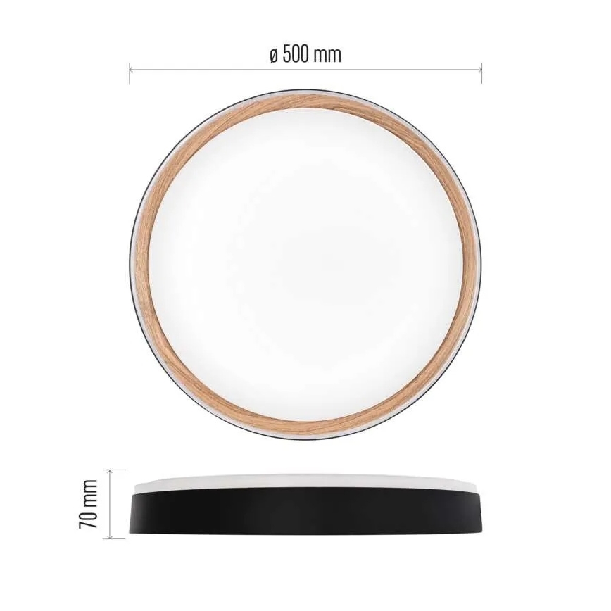 Plafonnier LED dimmable ILVI LED/45W/230V 2700-6500K Ø 50 cm noir/beige + télécommande