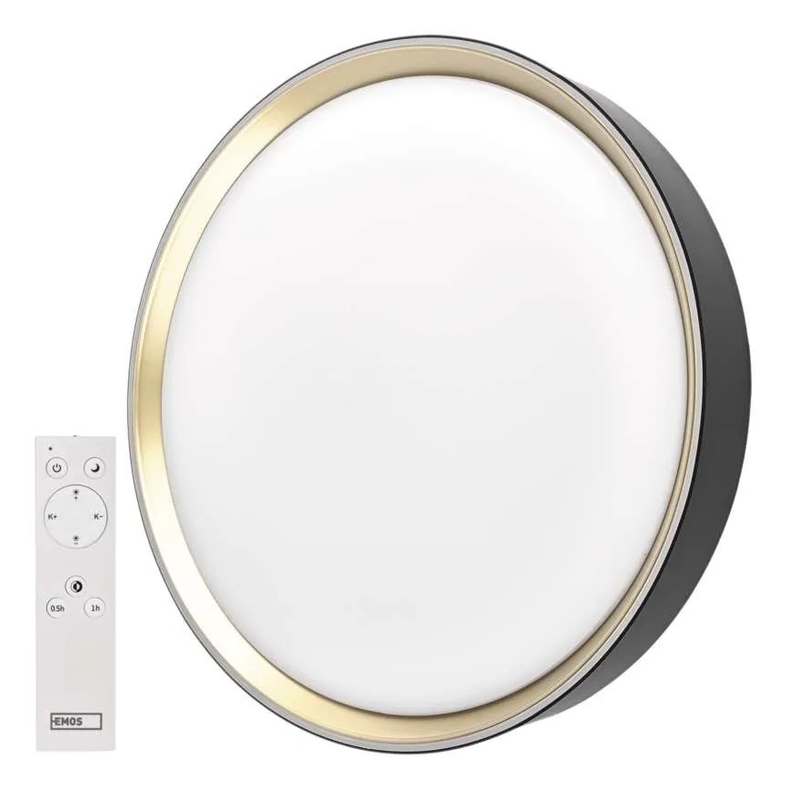 Plafonnier LED dimmable ILVI LED/45W/230V 2700–6500K Ø 50 cm noir/laiton + télécommande