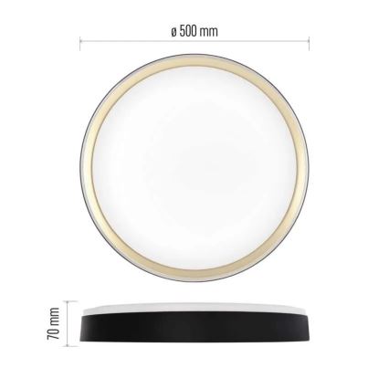 Plafonnier LED dimmable ILVI LED/45W/230V 2700–6500K Ø 50 cm noir/laiton + télécommande
