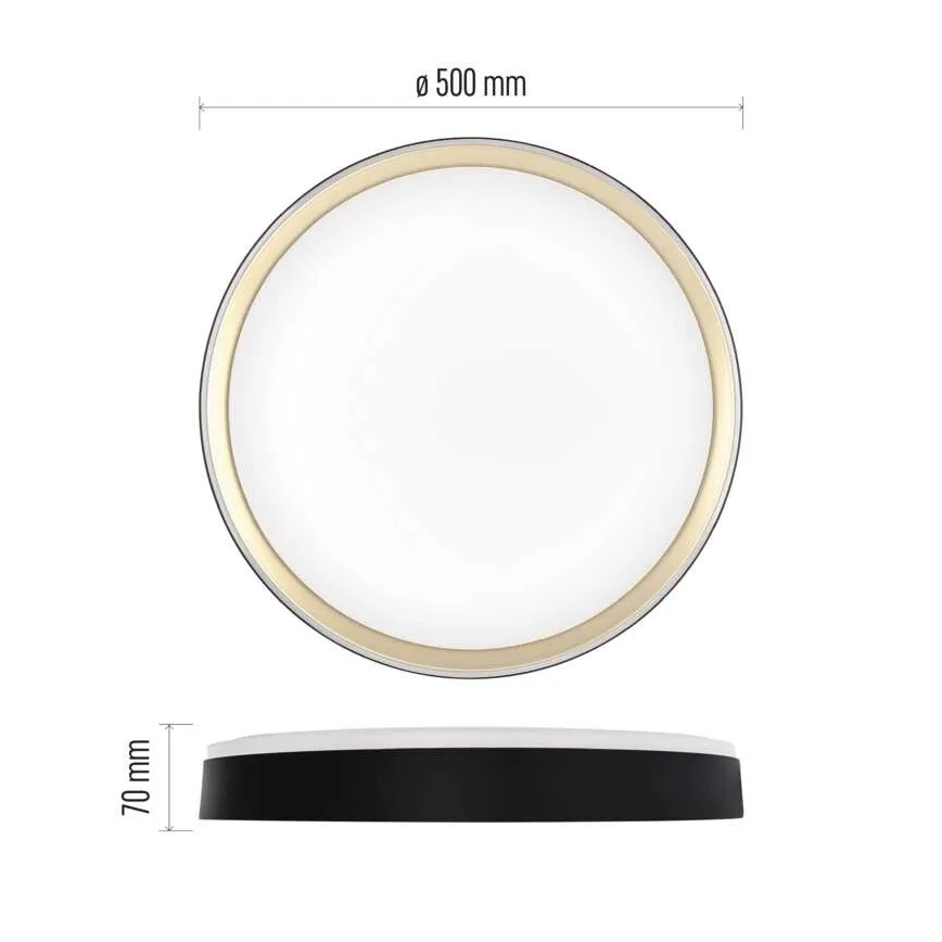 Plafonnier LED dimmable ILVI LED/45W/230V 2700–6500K Ø 50 cm noir/laiton + télécommande