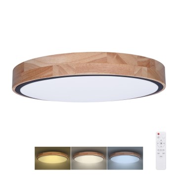 Plafonnier LED dimmable IRON OAK LED/48W/230V 3000–6500K chêne Ø 40 cm + télécommande