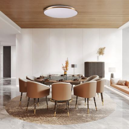 Luminaire de plafond dimmable KERN LED/80W/230V 3000/4000/6000K Ø 80 cm doré + télécommande