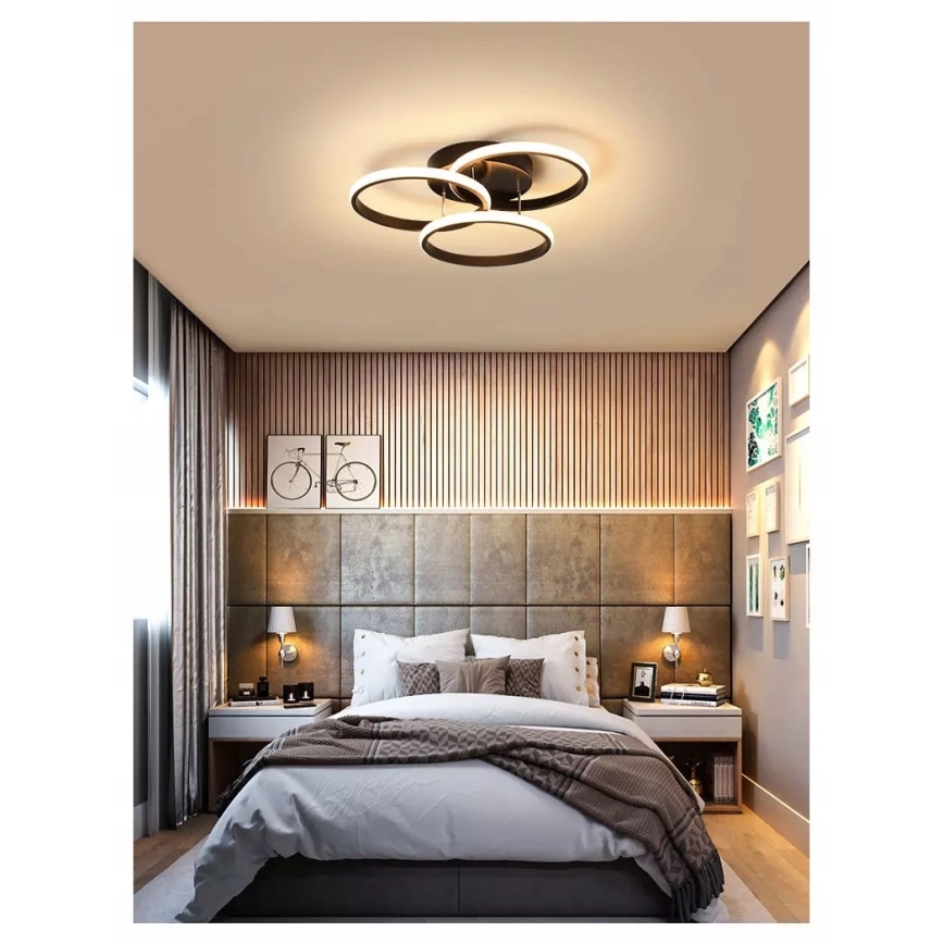 Plafonnier LED dimmable 70W/230V 3000-6500K noir + télécommande