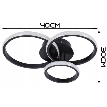 Plafonnier LED dimmable 70W/230V 3000-6500K noir + télécommande