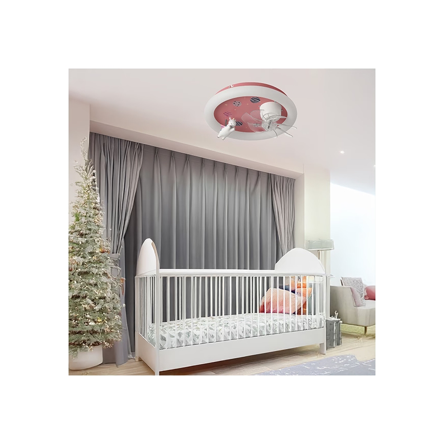 Plafonnier LED dimmable pour enfants avec ventilateur LED/48W/230V 3000/4000/6000K rose + télécommande