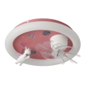Plafonnier LED dimmable pour enfants avec ventilateur, 48W/230V, 3000/4000/6000K, Ø 50 cm, rose + télécommande