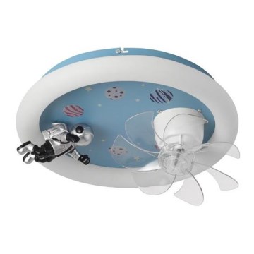 Plafonnier LED dimmable pour enfants avec ventilateur LED/48W/230V 3000/4000/6000K Ø 50 cm bleu + télécommande