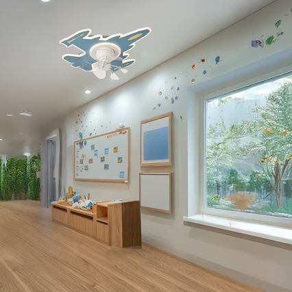 Plafonnier LED dimmable pour enfants avec ventilateur LED/63W/230V 3000/4000/6000K bleu + télécommande