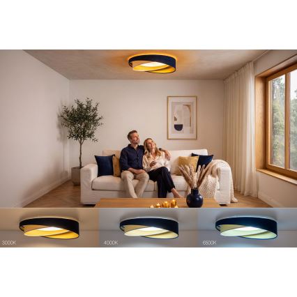 Plafonnier LED dimmable SMART GALAXY MODERN LED/24W/230V 3000-6500K Ø 55 cm bleu/blanc/doré + télécommande