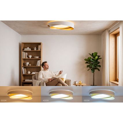 Plafonnier LED dimmable SMART GALAXY MODERN LED/24W/230V 3000-6500K Ø 55 cm blanc/or + télécommande