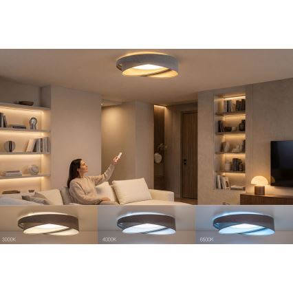Plafonnier LED dimmable SMART GALAXY MODERN LED/24W/230V 3000–6500 K Ø 55 cm gris/argenté + télécommande