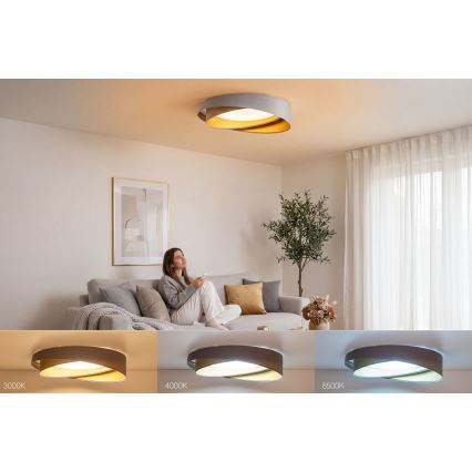 Plafonnier LED dimmable SMART GALAXY MODERN LED/24W/230V 3000-6500K Ø 55 cm gris/doré + télécommande