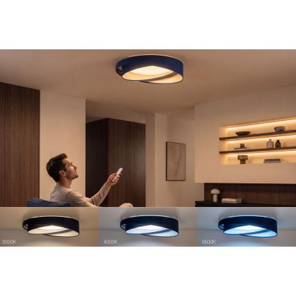 Plafonnier LED dimmable SMART GALAXY MODERN LED/24W/230V 3000-6500K Ø 55 cm bleu/argenté + télécommande