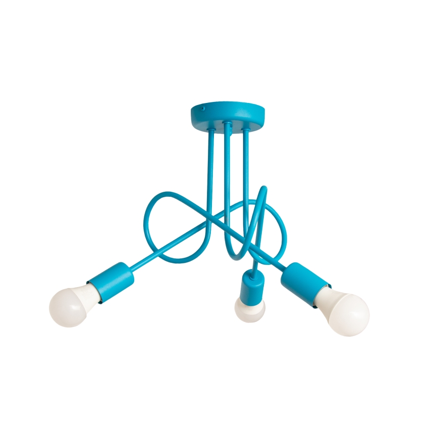 Plafonnier LED en applique pour enfants OXFORD, 3xE27/15W/230V, bleu