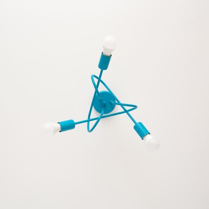 Plafonnier LED en applique pour enfants OXFORD, 3xE27/15W/230V, bleu