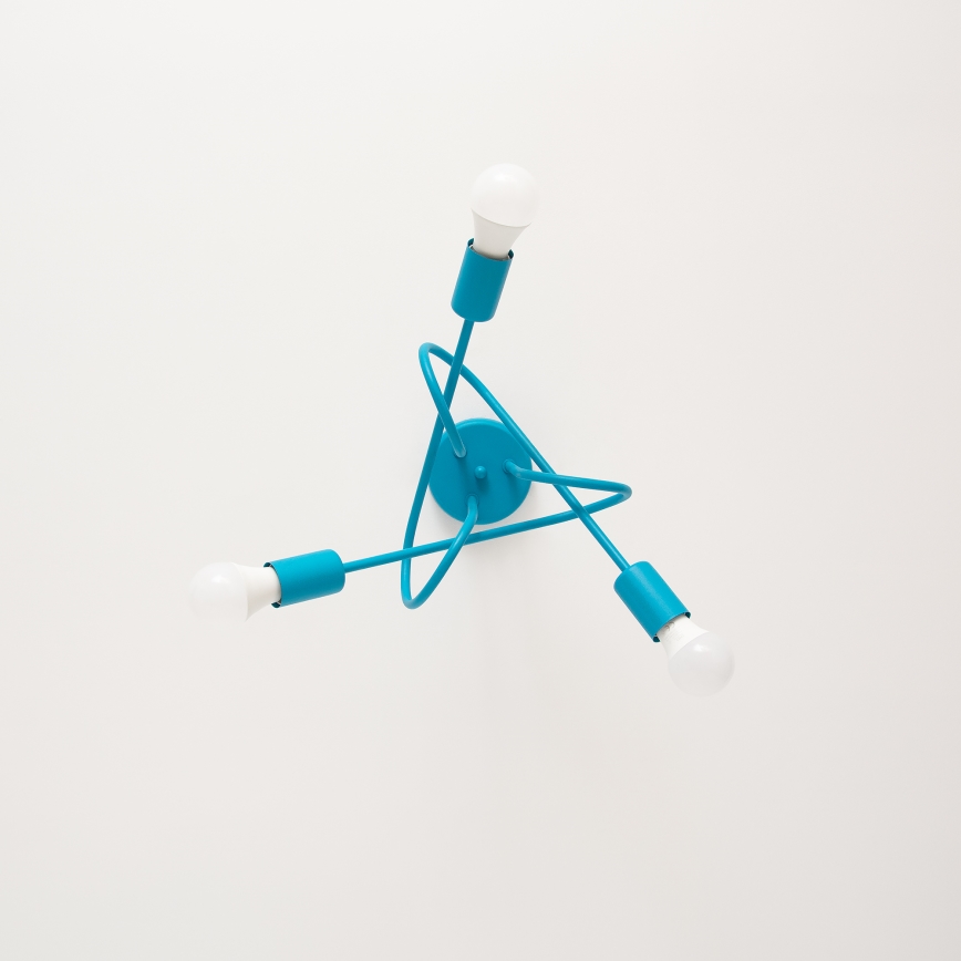 Plafonnier LED en applique pour enfants OXFORD, 3xE27/15W/230V, bleu