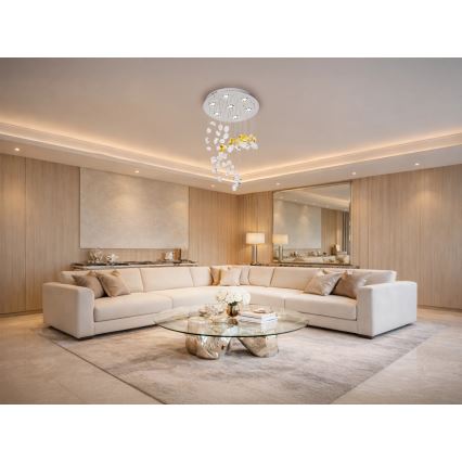 Plafonnier LED en cristal AVARA LED/24W/230V pr. 40 cm chrome brillant + télécommande