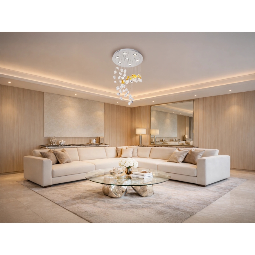 Plafonnier LED en cristal AVARA LED/24W/230V pr. 40 cm chrome brillant + télécommande