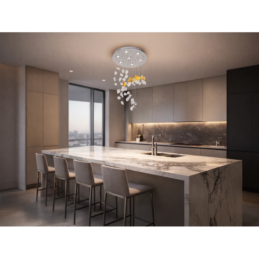 Plafonnier LED en cristal AVARA LED/24W/230V pr. 40 cm chrome brillant + télécommande