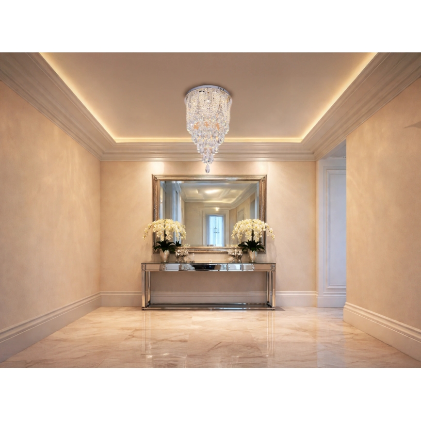 Plafonnier en cristal LED MAJURO LED/30W/230V Ø 40 cm chrome brillant + télécommande