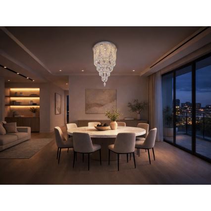 Plafonnier en cristal LED MAJURO LED/30W/230V Ø 40 cm chrome brillant + télécommande