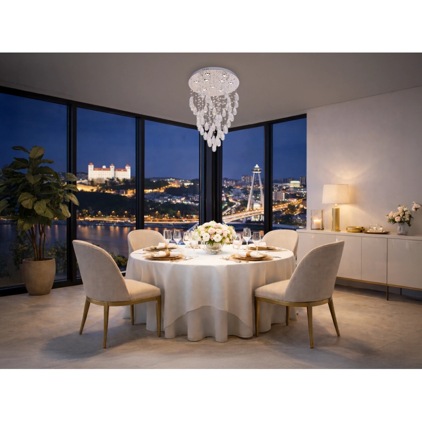 Plafonnier LED en cristal MAJURO LED/30W/230V Ø 45 cm chrome brillant + télécommande