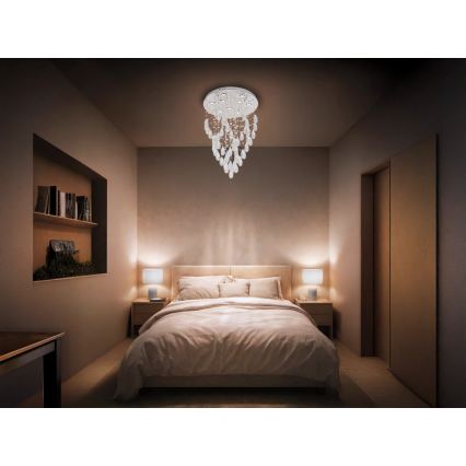 Plafonnier LED en cristal MAJURO LED/30W/230V Ø 45 cm chrome brillant + télécommande