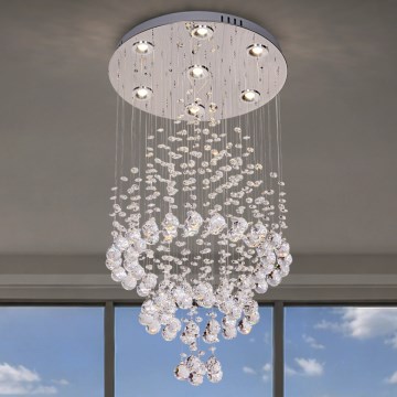 Plafonnier LED en cristal NAURU LED/24W/230V Ø 40 cm chrome brillant + télécommande