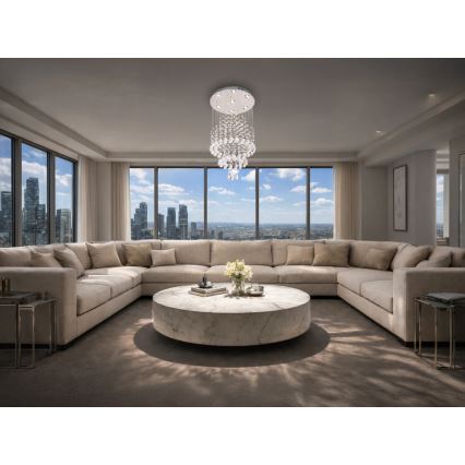 Plafonnier LED en cristal NAURU LED/24W/230V Ø 40 cm chrome brillant + télécommande