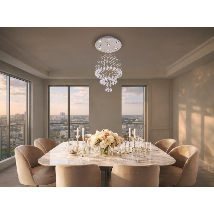 Plafonnier LED en cristal NAURU LED/24W/230V Ø 40 cm chrome brillant + télécommande