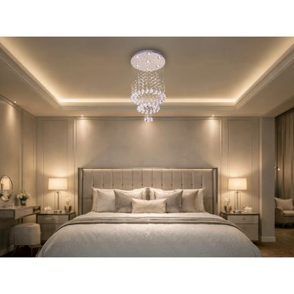 Plafonnier LED en cristal NAURU LED/24W/230V Ø 40 cm chrome brillant + télécommande