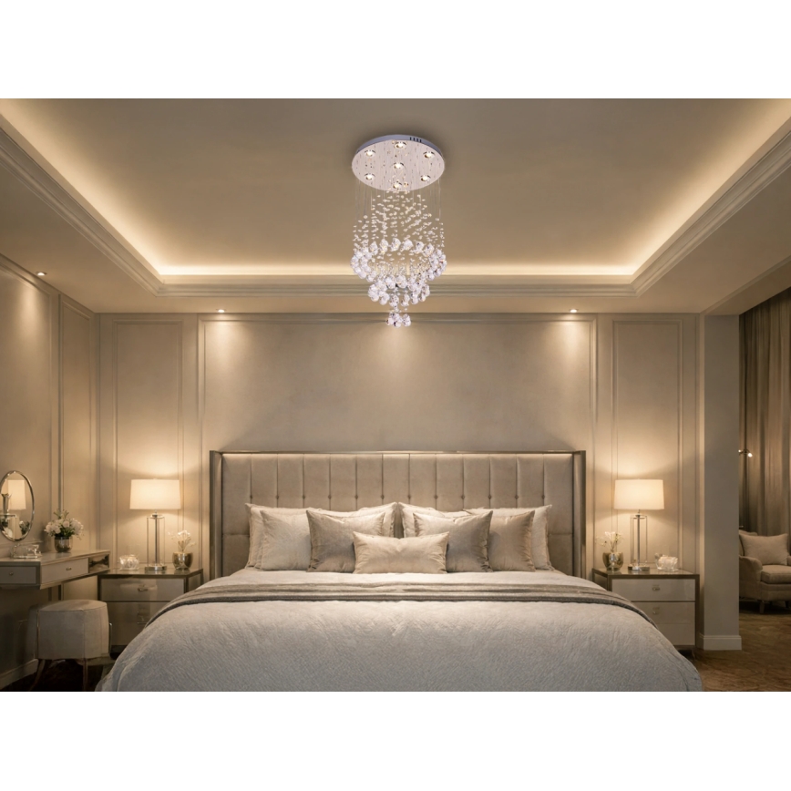 Plafonnier LED en cristal NAURU LED/24W/230V Ø 40 cm chrome brillant + télécommande