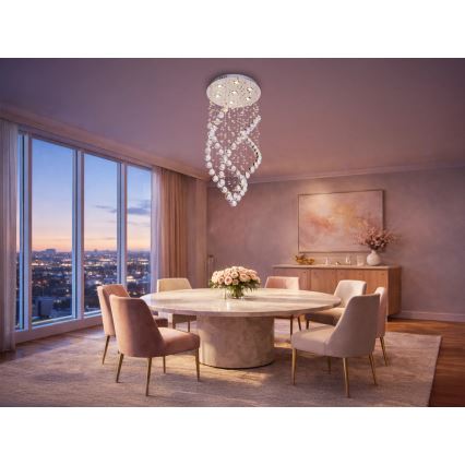 Plafonnier LED en cristal NAURU LED/24W/230V Ø 40 cm chrome brillant + télécommande