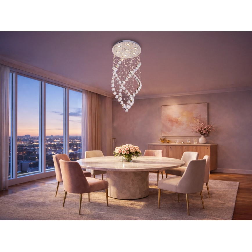 Plafonnier LED en cristal NAURU LED/24W/230V Ø 40 cm chrome brillant + télécommande