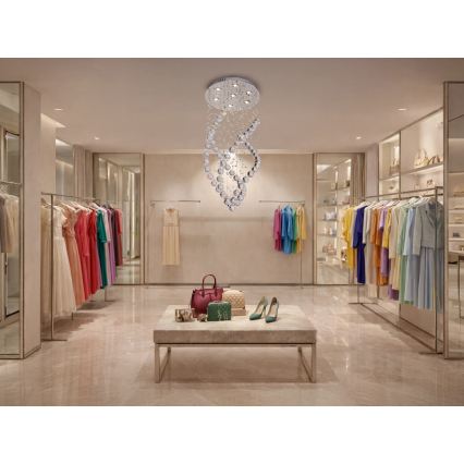 Plafonnier LED en cristal NAURU LED/24W/230V Ø 40 cm chrome brillant + télécommande