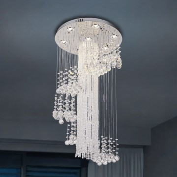 Plafonnier LED en cristal NAURU LED/24W/230V Ø 45 cm chrome brillant + télécommande