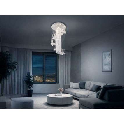 Plafonnier LED en cristal NAURU LED/24W/230V Ø 45 cm chrome brillant + télécommande