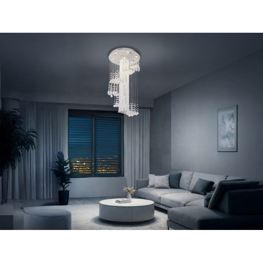 Plafonnier LED en cristal NAURU LED/24W/230V Ø 45 cm chrome brillant + télécommande