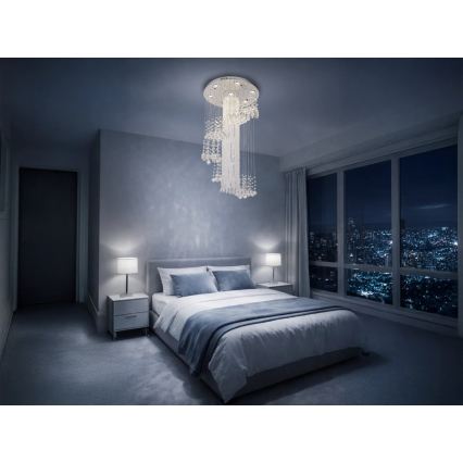 Plafonnier LED en cristal NAURU LED/24W/230V Ø 45 cm chrome brillant + télécommande
