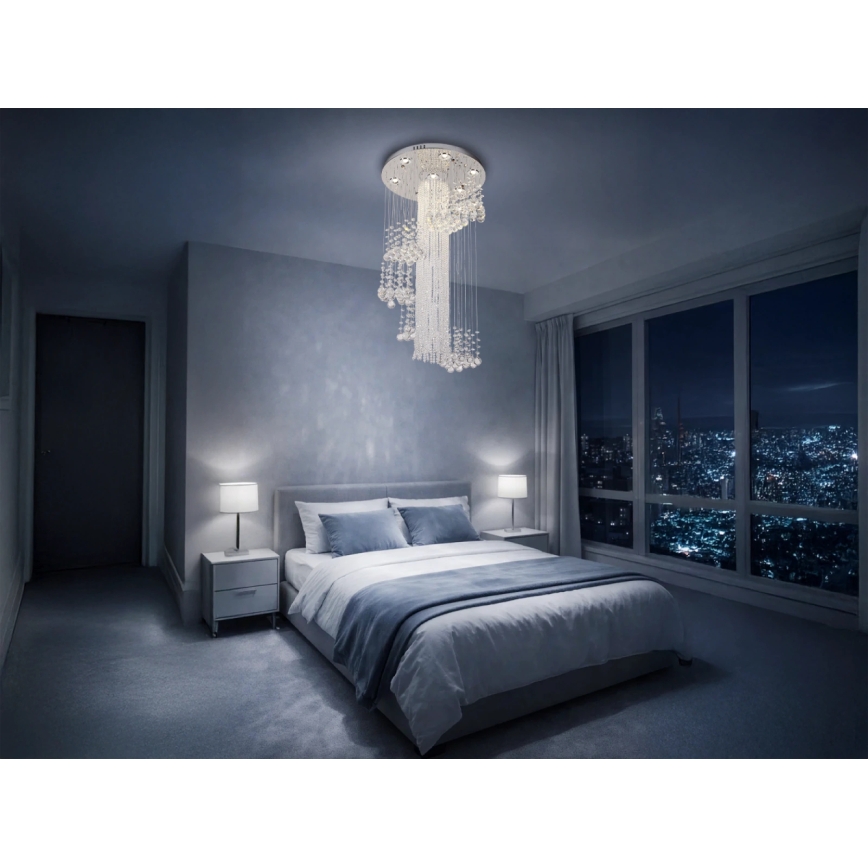 Plafonnier LED en cristal NAURU LED/24W/230V Ø 45 cm chrome brillant + télécommande